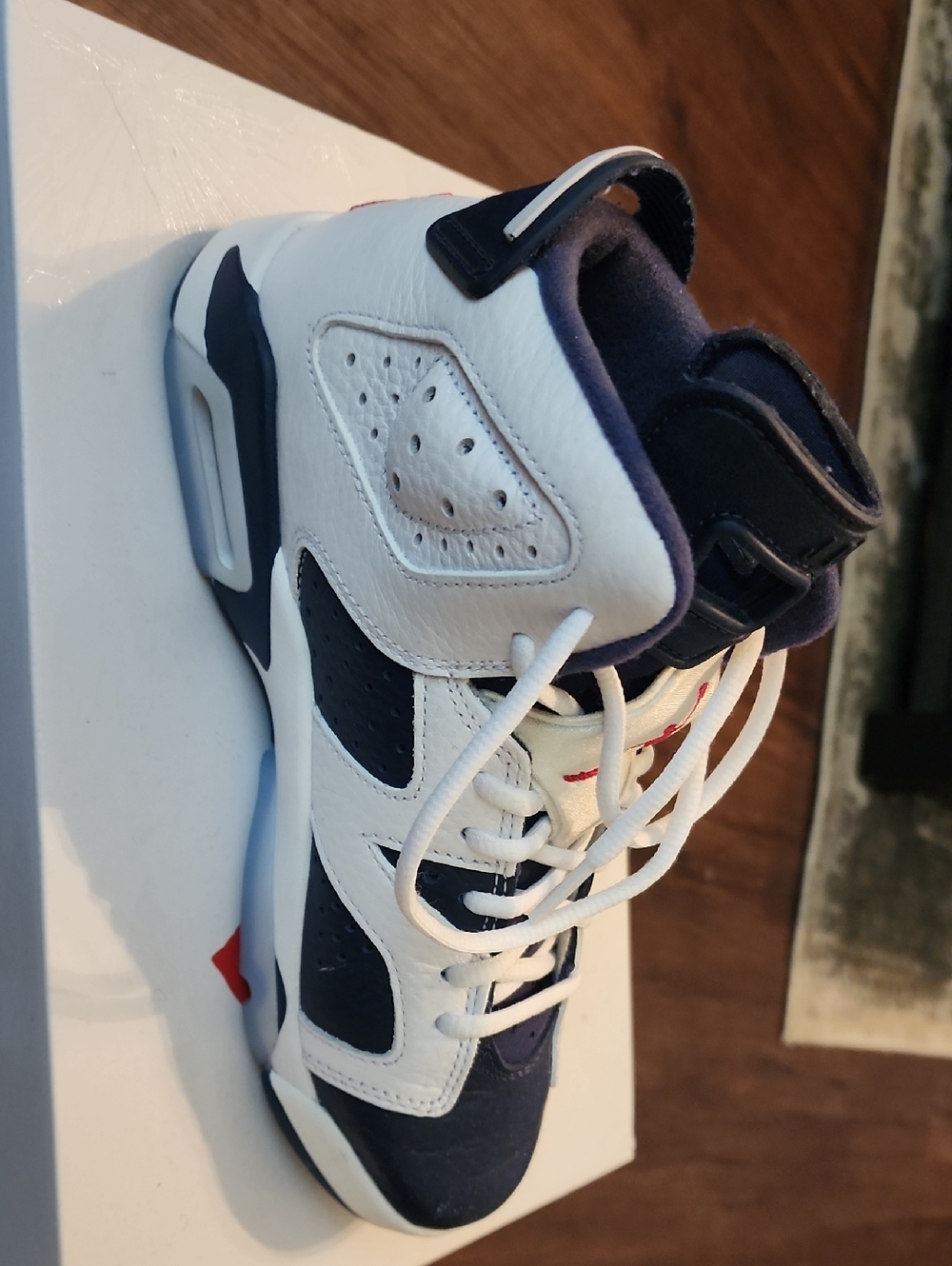 Jordan Kids White Navy Red Basketball Shoes